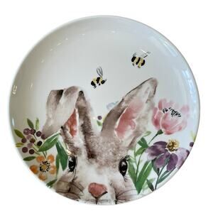 Potter's Studio Bunny Rabbit Salad Plates 9in Bumblebee Spring Floral Set 4 NEW